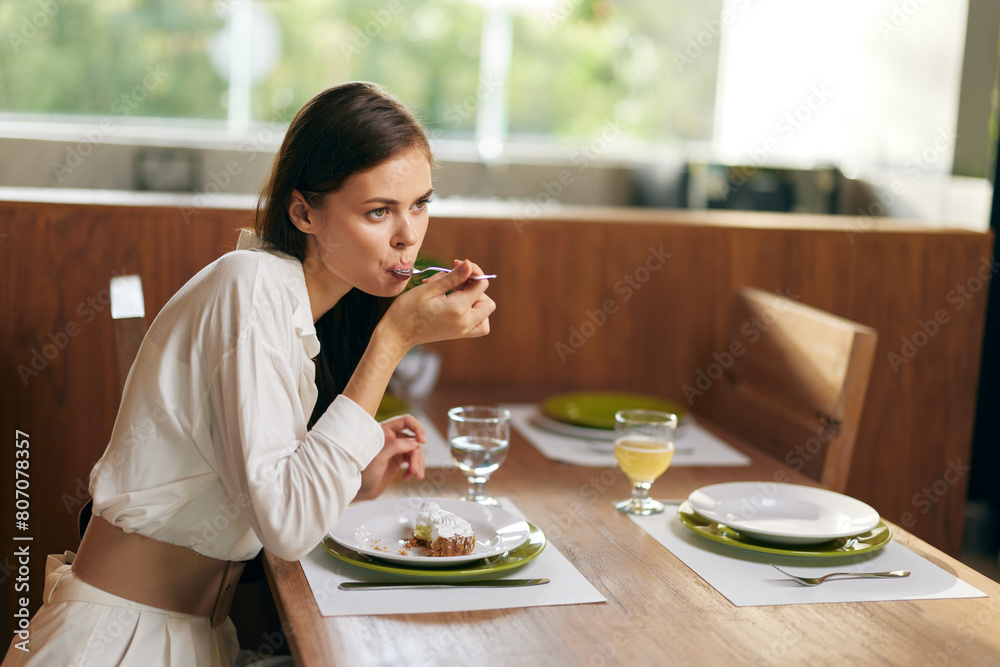 Joyful Dinner Date Woman Smiling Ecstatically at Romantic Homemade Meal on Stylish Dining Table Joyful Dinner Date Woman Smiling Ecstatically at Romantic Homemade Meal on Stylish Dining Table