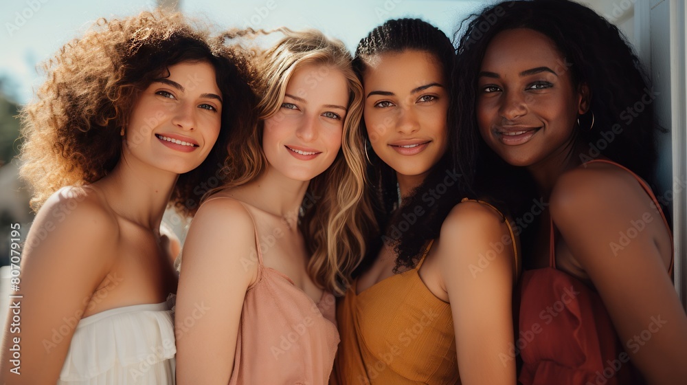 Obraz premium group of beautiful models representing various ethnicities and backgrounds, 