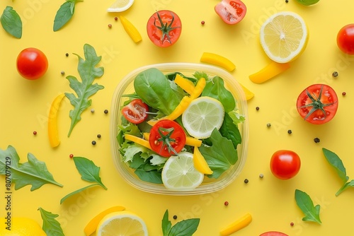 A close up of a salad with tomatoes and lettuce