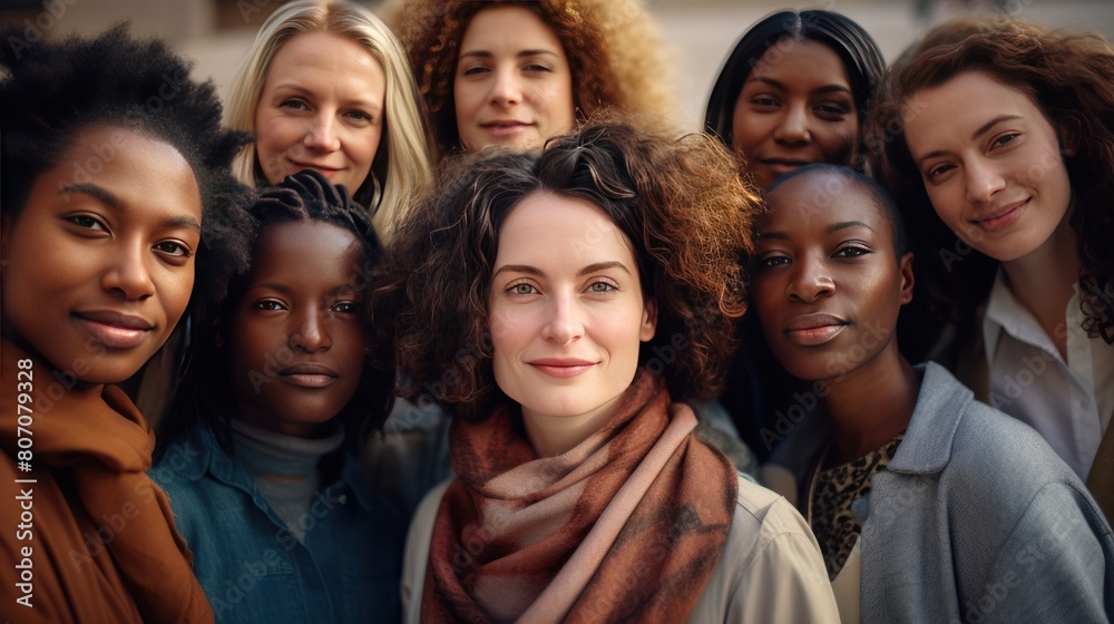 group of women from different backgrounds and cultures, 