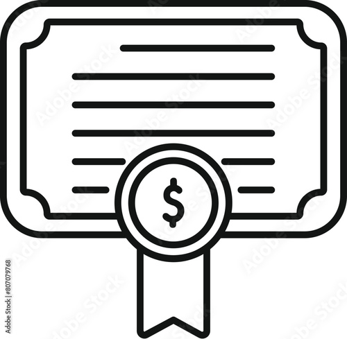 Collateral certificate icon outline vector. Finance credit help. Debt form