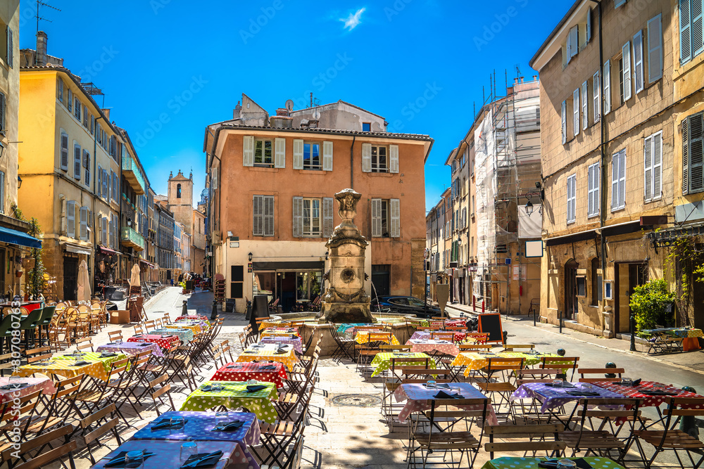 Aix En Provence scenic colorful restaurant street view