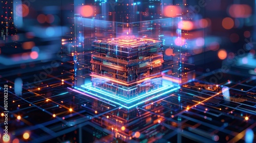 Quantum computing core interface, with layers of information represented in a threedimensional, multilayered hologram
