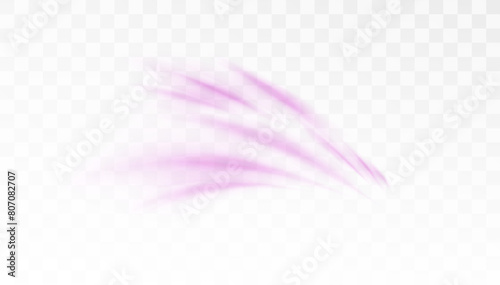 Air flow effect. Pink wind flow waves isolated on white background. Air conditioning vector.