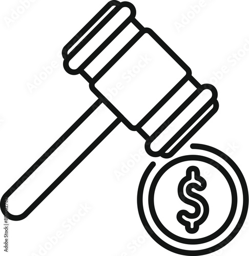 Gavel collateral decision icon outline vector. Finance support from bank. Service capital