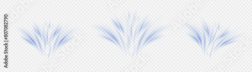 Air flow effect. Blue wind flow waves isolated on white background. Conditioning vector.