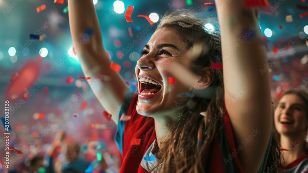 Obraz premium Portrait of a happy sport fans cheering