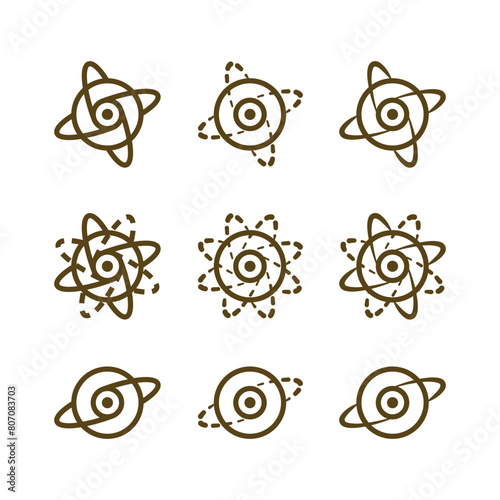 Orbit Stars and spinners galaxy logo icon vector silhouette design