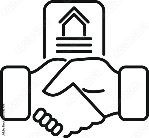 Collateral handshake agreement icon outline vector. Planning help. Finance access