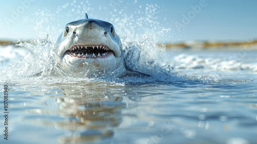 white shark in water