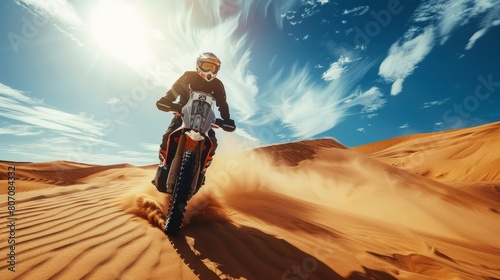Enduro motorcyclist cross Dakar race photo
