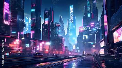 Night view of the modern city. 3d rendering  3d illustration.