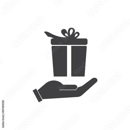 Hand with gift box illustration