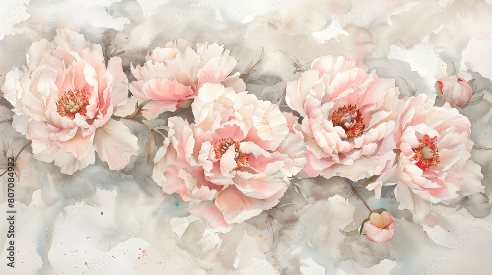Peonies, in Watercolor Peonies, in Watercolor