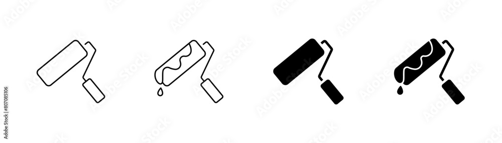Paint roller icon collection. Wall paint roller tool icons set. Vector sign Paint roller icon collection. Wall paint roller tool icons set. Vector sign