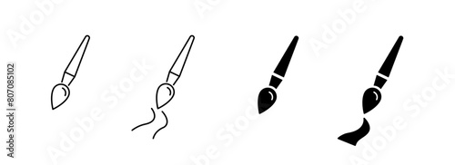 Paint brush icon set. Drawing, paint brush tool vector icons set. Vector icons