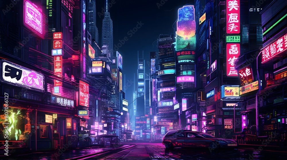 Night view of Shinjuku, Tokyo, Japan. 3d rendering