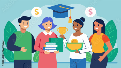 In cultures with a strong sense of community and mutual support students may receive financial help from relatives and community members to help pay. Vector illustration