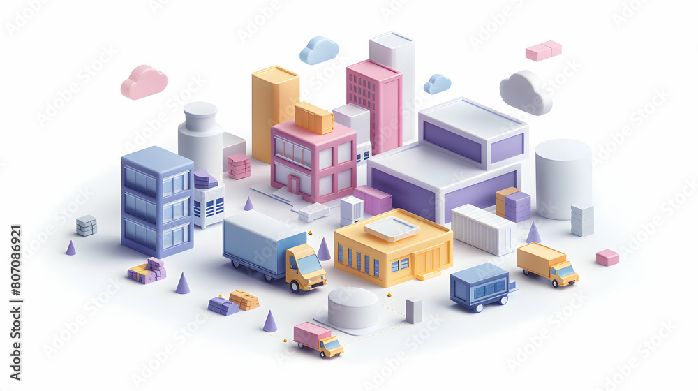 Efficient Inventory Management with 3D AI Flat Icons: Optimizing Stock Levels and Reducing Waste in Isometric Scene Efficient Inventory Management with 3D AI Flat Icons: Optimizing Stock Levels and Reducing Waste in Isometric Scene