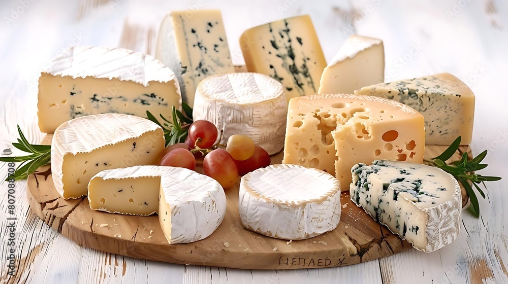 selection of gourmet cheese on a cheese board