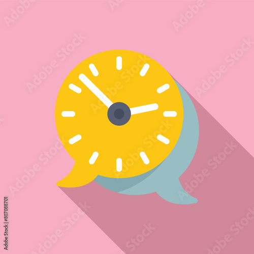 Duration time of chat meeting icon flat vector. Event deadline. Shape digital