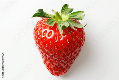 Delicious fresh red Strawberries on white background  top view