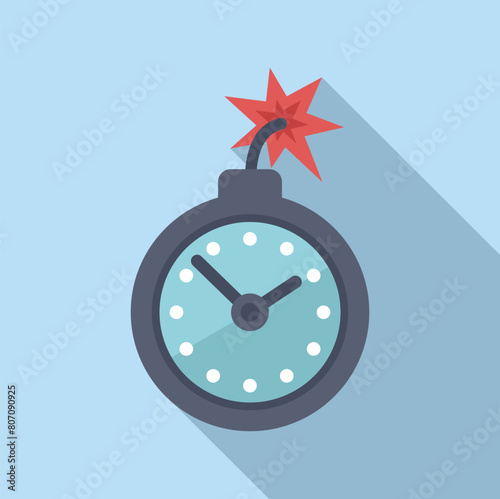 Duration bomb timer deadline icon flat vector. Contract online. Work partnership