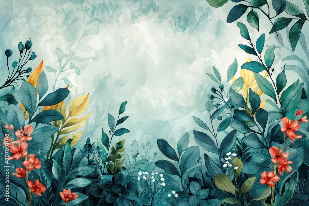 A beautiful watercolor painting of a lush green forest A beautiful watercolor painting of a lush green forest