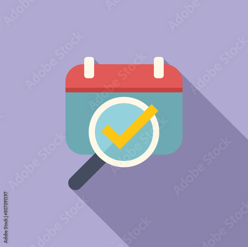 Duration calendar icon flat vector. Approved event. Element overtime