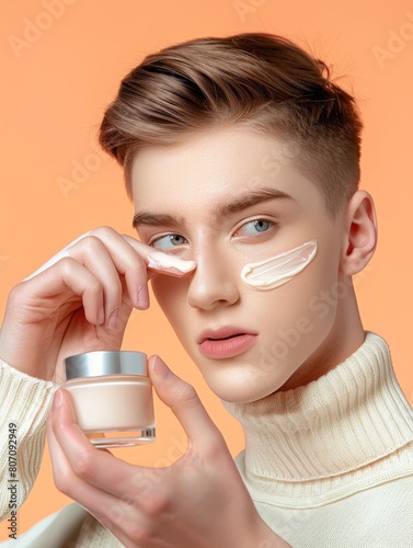 A man applying skincare pro...