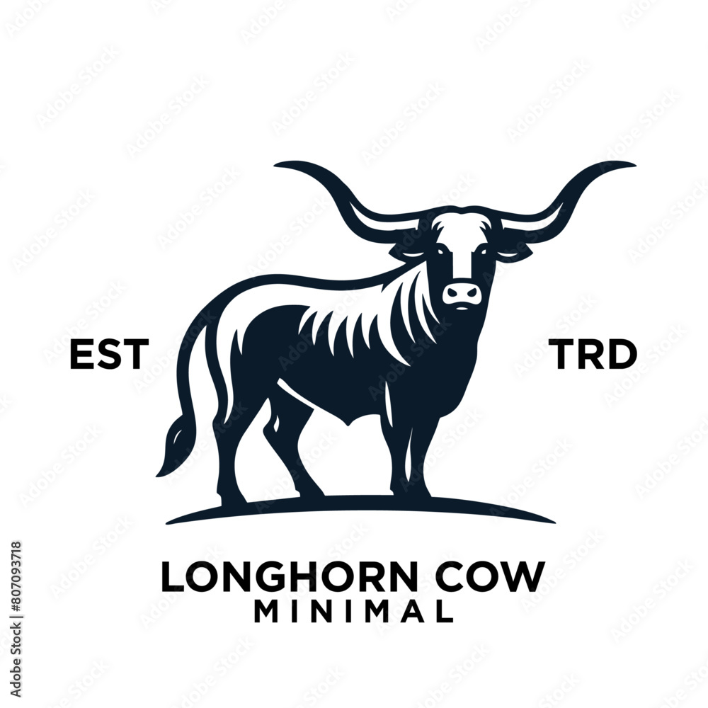 Longhorn cow simple flat logo icon design Longhorn cow simple flat logo icon design