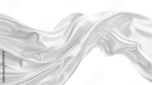 White silk cloth flows beautifully on isolated transparent background.