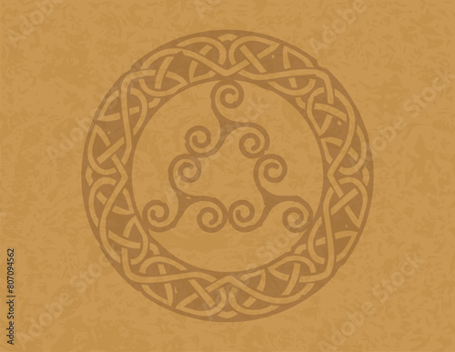 Horizontal Letter 11 x 8.5 Parchment - Celtic Ring Knot Pattern Three Triskeles
