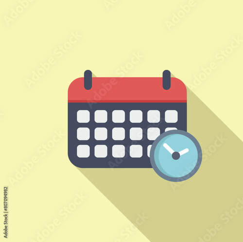 Calendar schedule icon flat vector. Period term study. Budget deadline