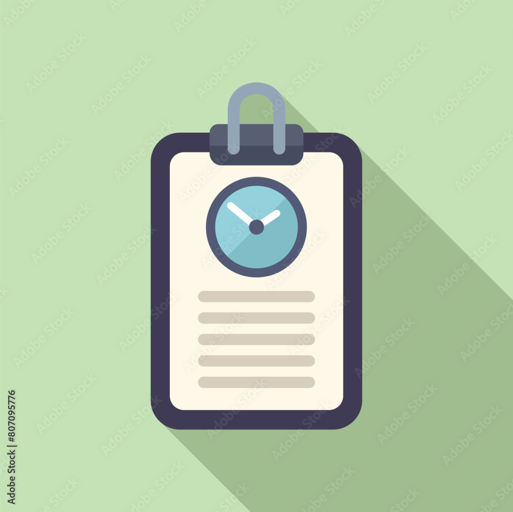 Clipboard duration event icon flat vector. Concept minute. Education agenda Clipboard duration event icon flat vector. Concept minute. Education agenda