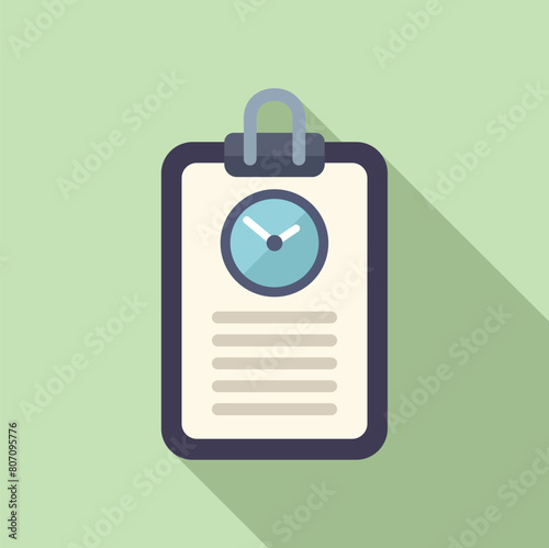 Clipboard duration event icon flat vector. Concept minute. Education agenda