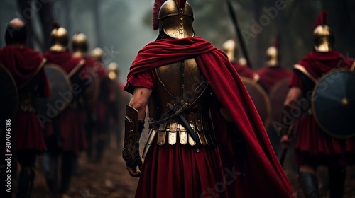 Hoplite's scarlet cape embodying heroism essence.