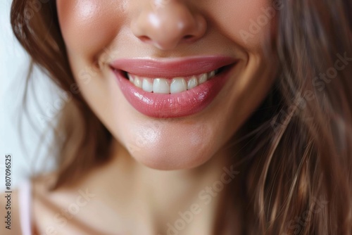 Happy woman admiring her plump and perfectly-shaped lips post-Botox treatment, feeling empowered and confident.
