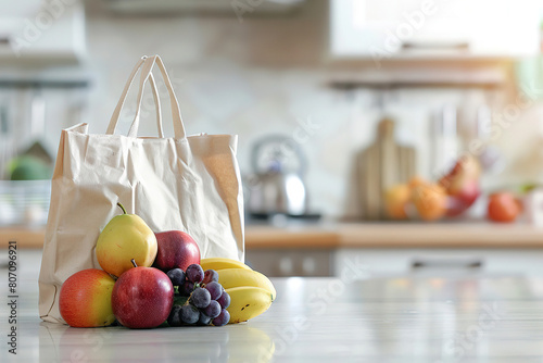  bag of fruit on the counter in the kitchen, shopping groceries