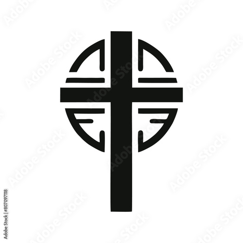 Illustration of an isolated grey cristian cross icon logo