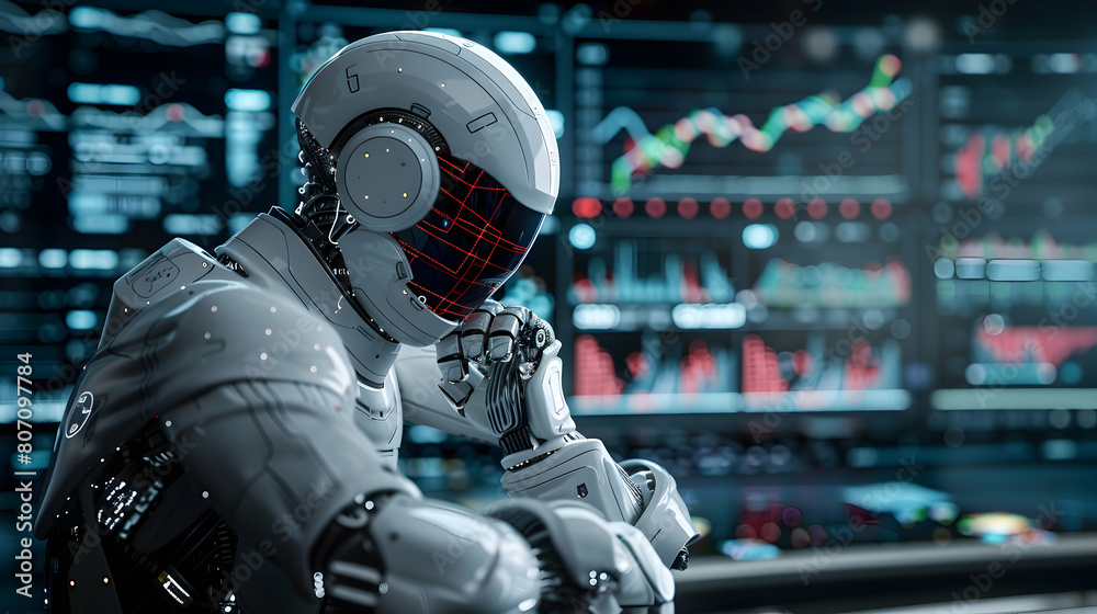 Photo realistic AI Financial Risk Assessment concept: Financial analysts using AI to assess financial risks, identifying market trends and potential investment pitfalls Photo realistic AI Financial Risk Assessment concept: Financial analysts using AI to assess financial risks, identifying market trends and potential investment pitfalls