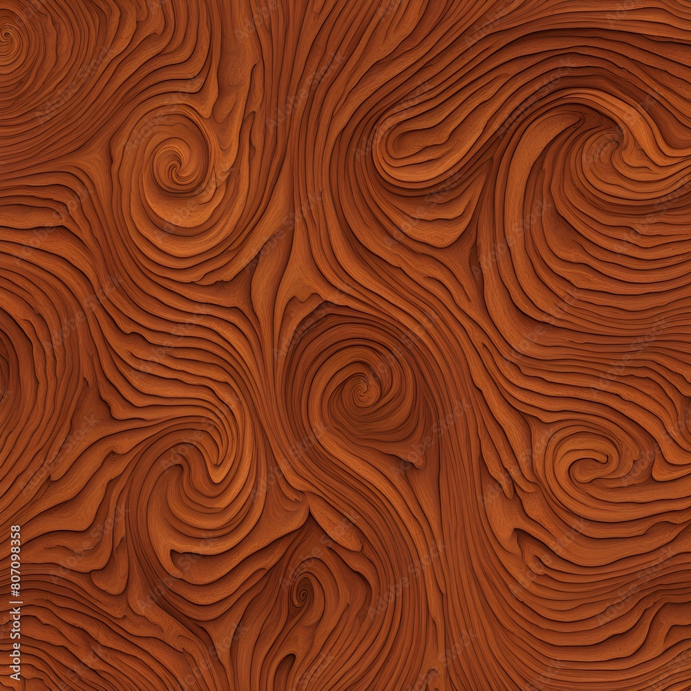 A high-resolution image of a seamless, swirling orange color wooden pattern with rich mahogany tones and intricate details A high-resolution image of a seamless, swirling orange color wooden pattern with rich mahogany tones and intricate details