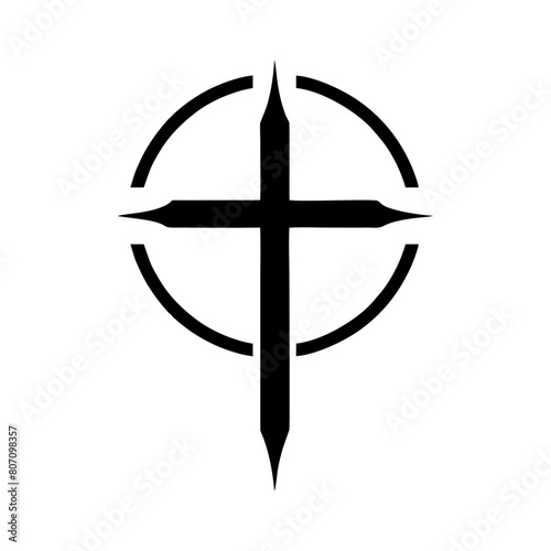 Illustration of an isolated grey cristian cross icon logo