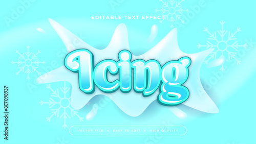 Blue and white icing 3d editable text effect - font style