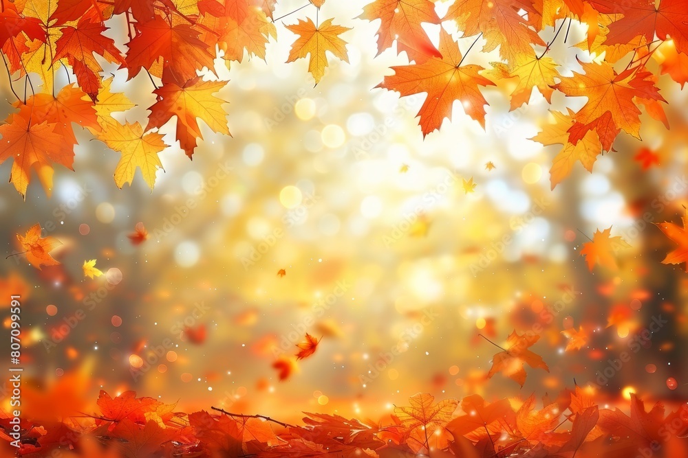 orange fall leaves in park, sunny autumn natural background orange fall leaves in park, sunny autumn natural background