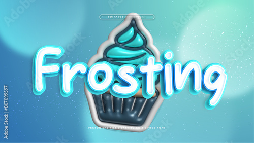 Blue and white frosting 3d editable text effect - font style