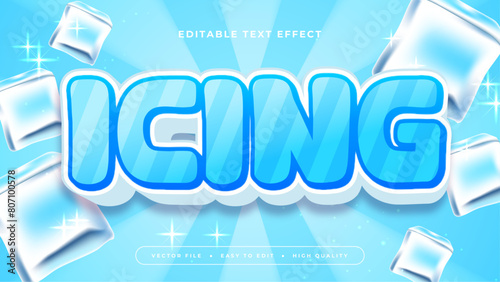 Blue and white icing 3d editable text effect - font style