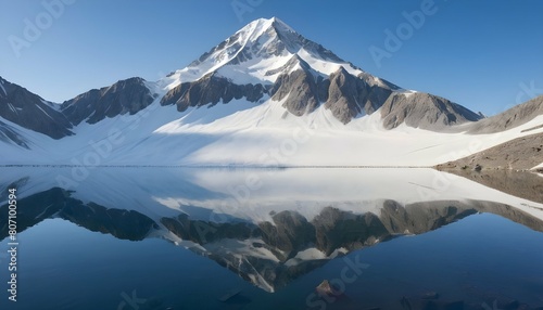 A snow capped mountain peak reflected in a crystal upscaled 2