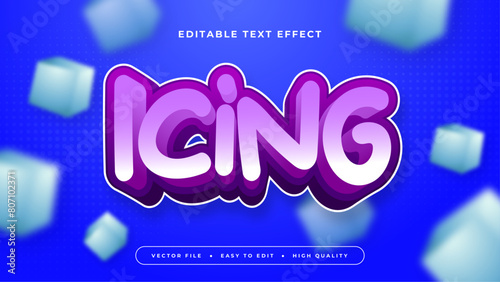 Blue purple violet and white icing 3d editable text effect - font style