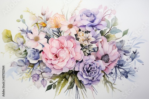 A pastel bouquet of mixed flowers